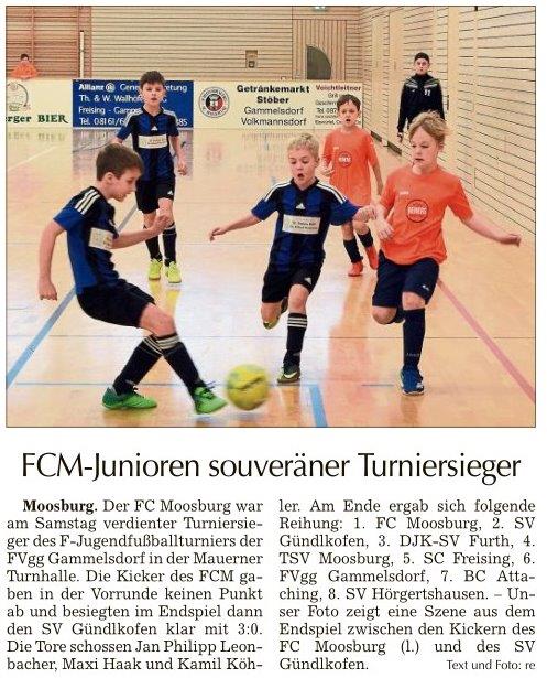 F Jugend Zeitungsbericht Moosburger